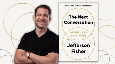 Jefferson Fisher with his book The Next Conversation Argue Less Talk More