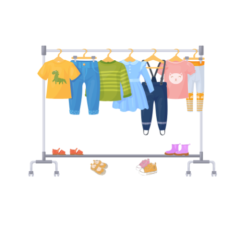 Rack of hanging clothes