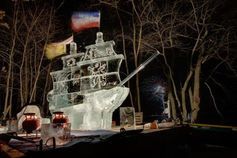 ice sculpture of a boat