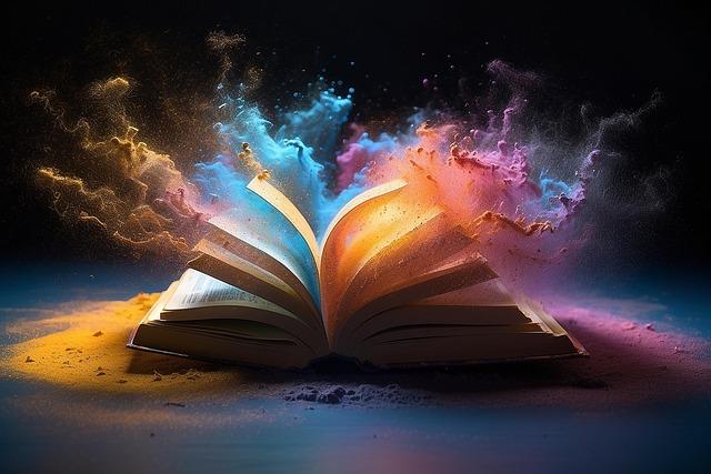 open book with colors spilling out